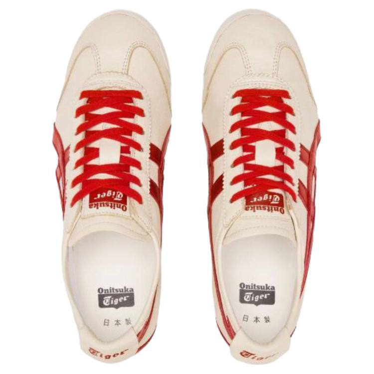 ONITSUKA TIGER MEXICO 66 Scarpe da Ginnastica Esercito Tedesco Unisex Beige Rosso 1183C522-200