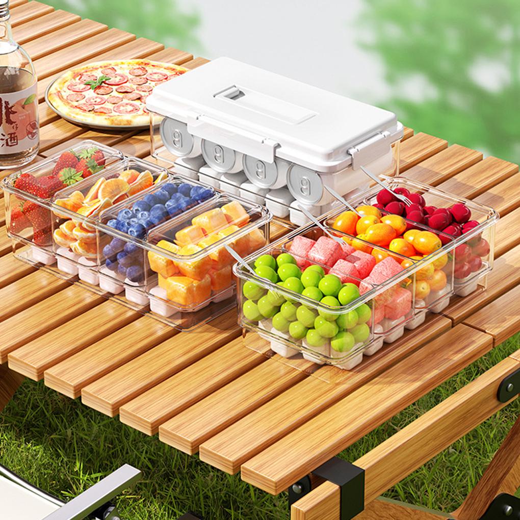 New Refrigerator Fresh-Keeping Box Divided Snack Organizer Box Leakproof Food Organizer Tray With Lids Airtight And Handle