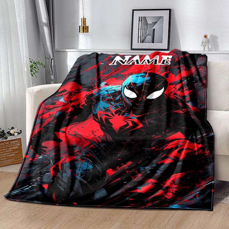 Customiz Name Personality Spider-Man Blanket Soft &Warm Sofa Office Bed Travel Lunch Break Blanket, Gift Suitable All Seasons