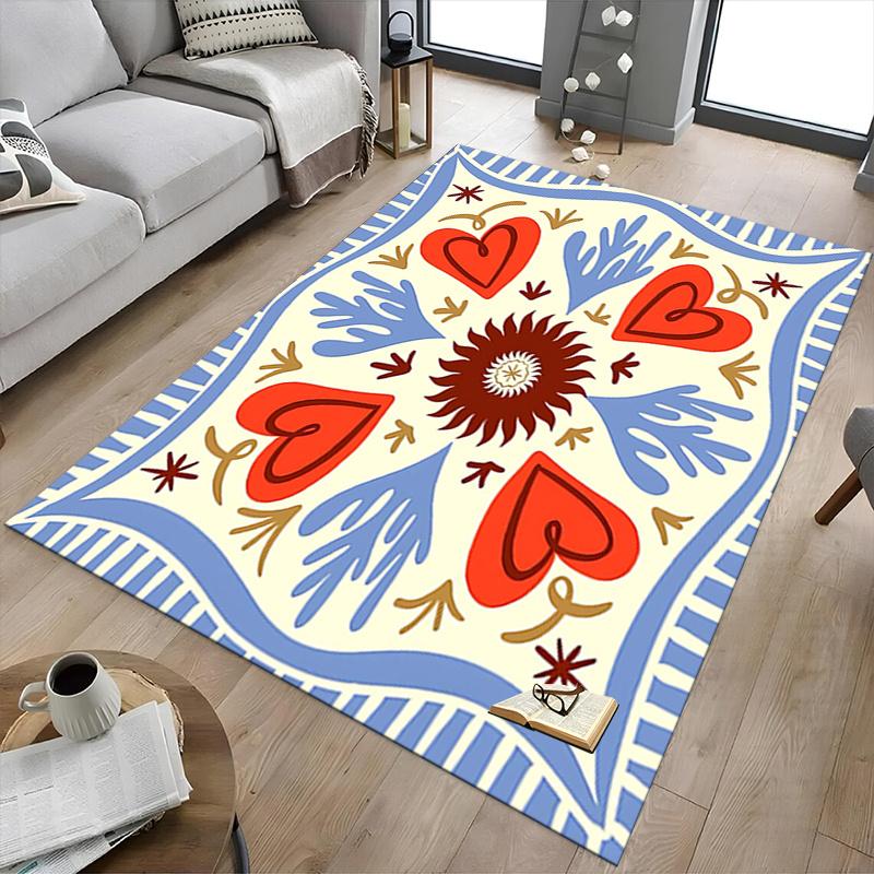 1pc Heart Pattern Area Rug Soft Flannel Floor Mat for Living Room, Bedroom and Carpet, Sofa Coffee Table Floor Mat, Decorative Rug q09