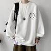 Men's Trendy Smiley Face Hoodie - Hong Kong & Korean Style, Loose Fit, Autumn Streetwear, Round Neck, Printed Top