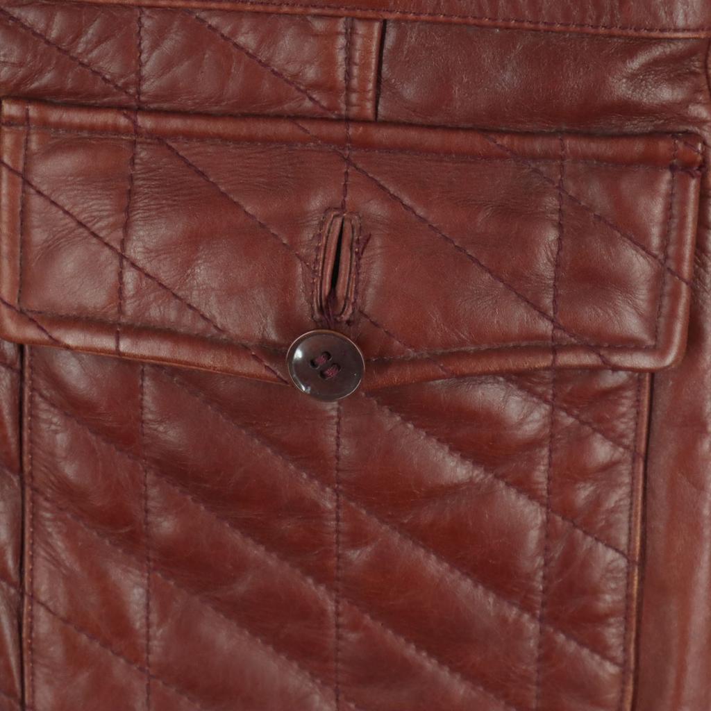 ABAHOUSE Long Sleeve Quilting Leather Jacket 2 Brown Cowhide Men's Used