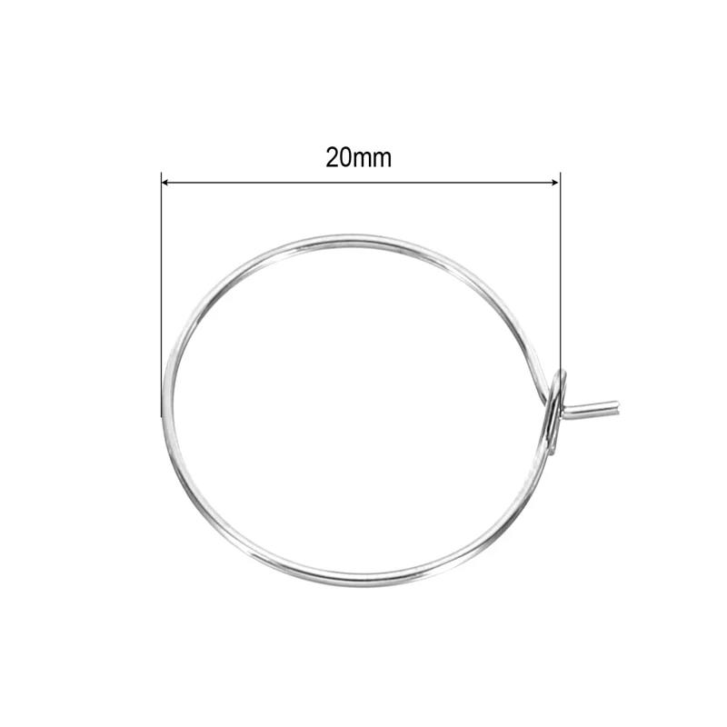 100 Stück Weinetikettierung Silber Metall Weinglas Anhängerringe Drahtringe Getränkemarkierer 20mm-35mm Weinglasringe 7