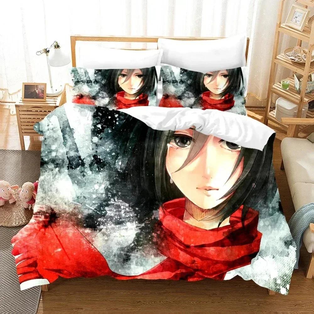 3D Anime Attack On Titan AOT Printed Bed Set Duvet Cover Pillowcase Bedding Set Bed Linen Sheet Quilt Cover Full Queen King Size