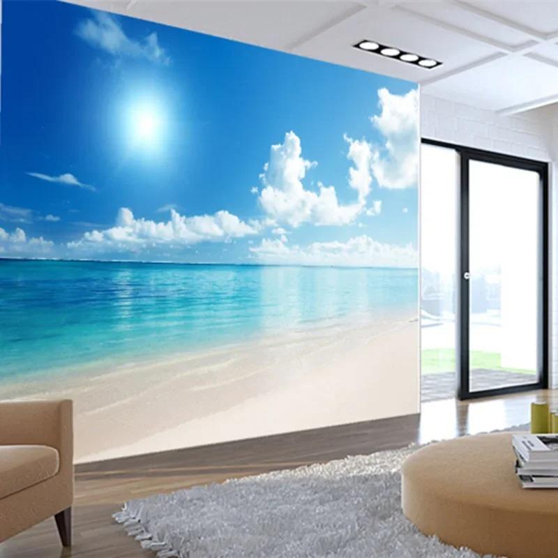 Mořská modrá obloha 3d tapety Scenérie oceánu Velká nástěnná malba TV pozadí Obývací pokoj Ložnice Krajina Tapeta