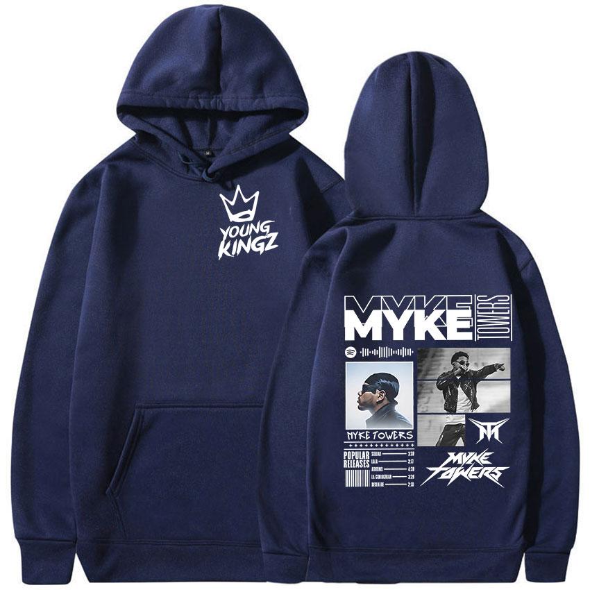 Rapper Myke Towers World Tour 2025 Graphic Hoodie Men's Vintage Long Sleeve Oversized Sweatshirt Fashion Hip Hop Clothing Hooded