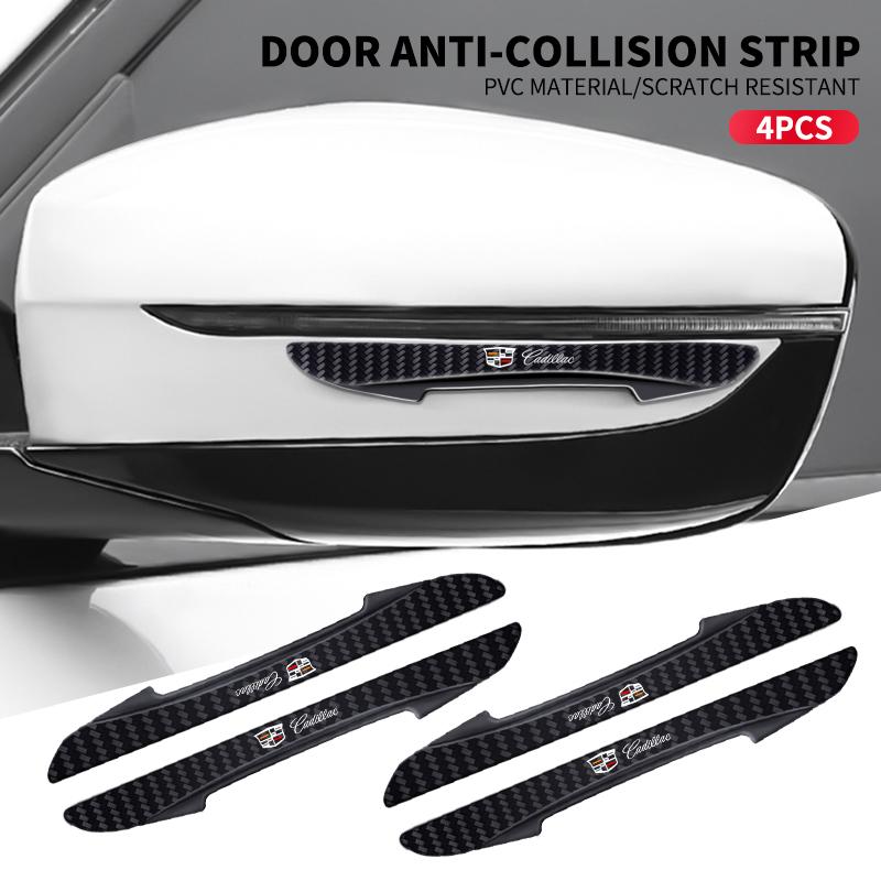 4 pièces Bande de Protection Anti-Collision de Porte avec Logo de Voiture Autocollant Pour Logo Cadillac Escalade CTS ATS SRX XTS XT5 STS CT5 CT6 BLS XLR