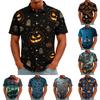 Men's Halloween Print Vintage Texture Shirt Open Front Loose Breathable Summer Sports Street Casual Daily Versatile Top