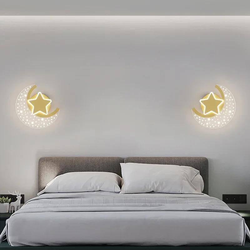 Cartoon Moon Star Wall Lamp For Children Kids Room Acrylic Wall Lights Baby Sleeping Night Lights Creative Home Deco Sconce