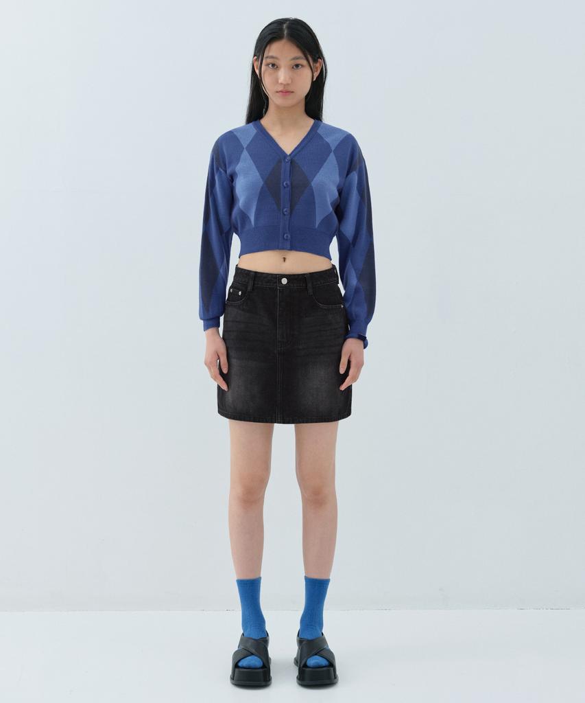 OIOI COLLECTION Comfort Denim Mini Skirt_Black