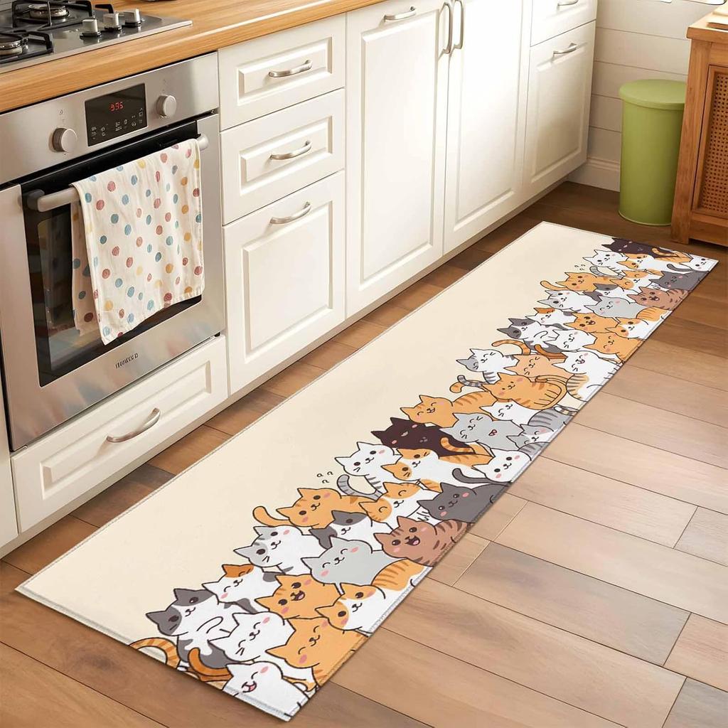 Cartoon Katze Läufer Teppiche Niedliches Tier Muster Saugfähige Rutschfeste Matten Modernes Indoor Flur Küche Schlafzimmer Dekor Langer Teppich