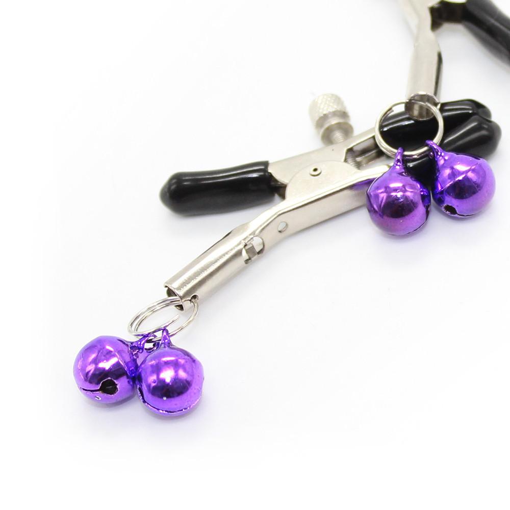 Sexy SM Bound Breast Clip Female Appliances Double Bell Metal Breasts Tease Passionate Adult Products.