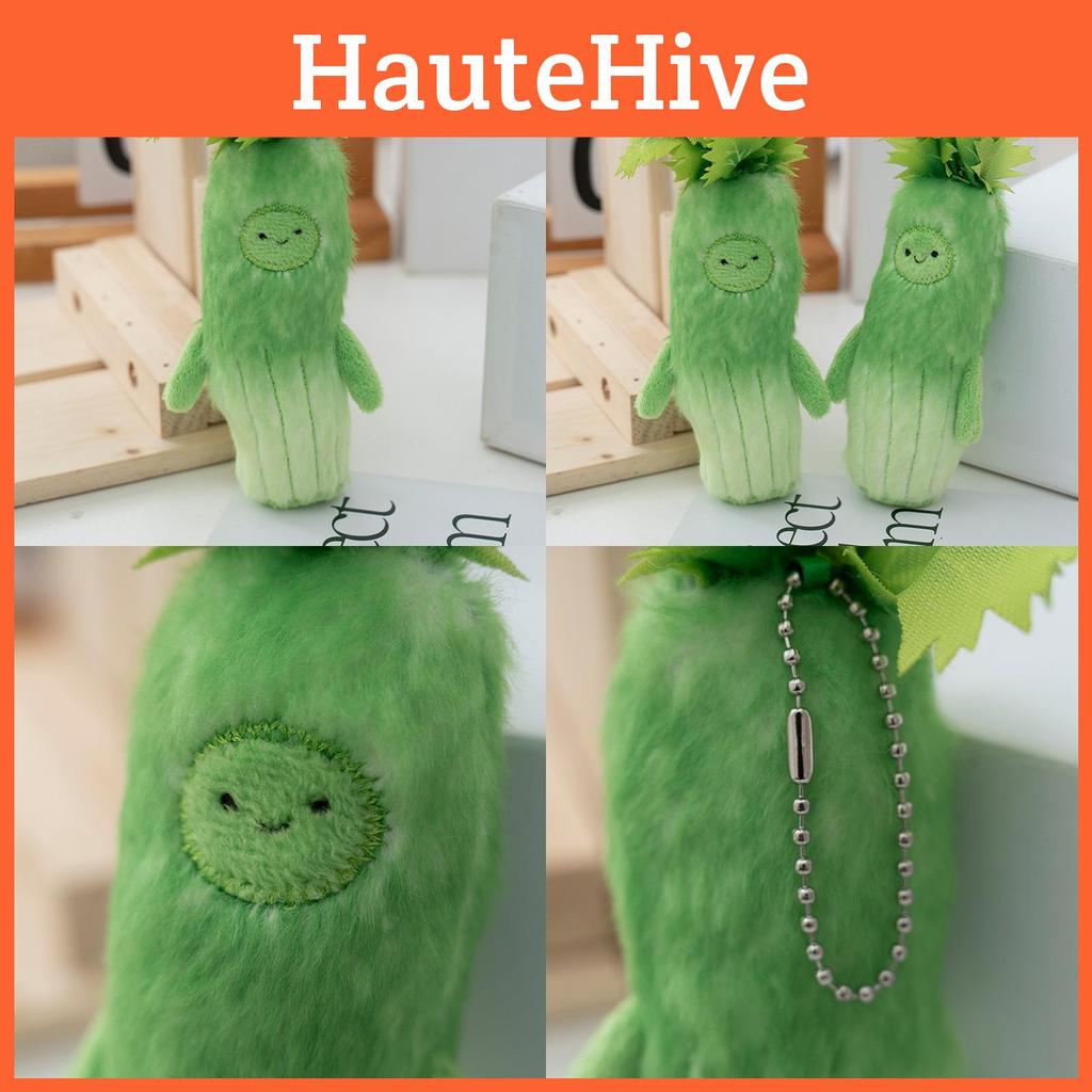Plush Mini Celery Toy Keychain With Pp Cotton Filling For Bag Accessories