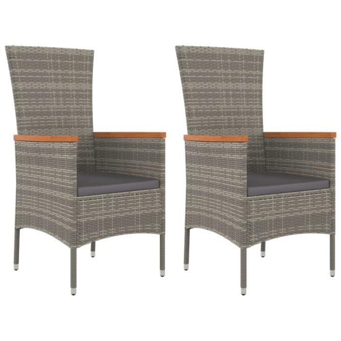VidaXL Garden Chairs with Cushions 2 Pcs Woven Resin Grey 319526