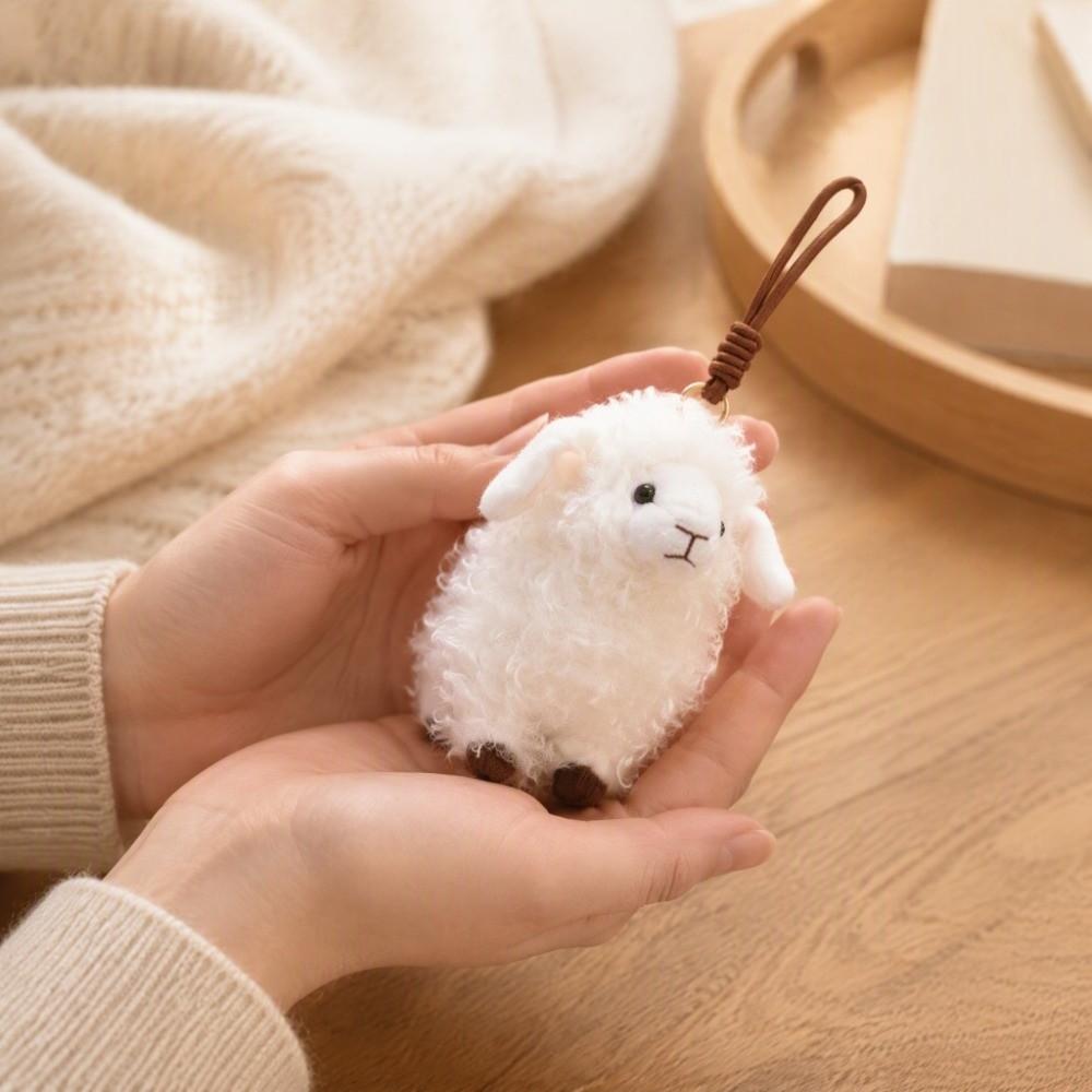 Curly Wool Plush Keychain Fluffy Bag Charm Cute Sheep Pendant Office