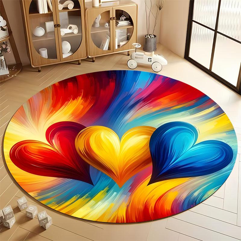 

Vibrant Heart Design Round Rug for Living Spaces round carpet for home sofa bedroom, gift Diameter 60cm