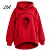 Dog Holder Hoodie Women Pet Carrier with Front Side Pockets, Solid Color Casual Hooded Loose Fit Sweatshirt Sweatshirt, Cat Carrying Pouch
