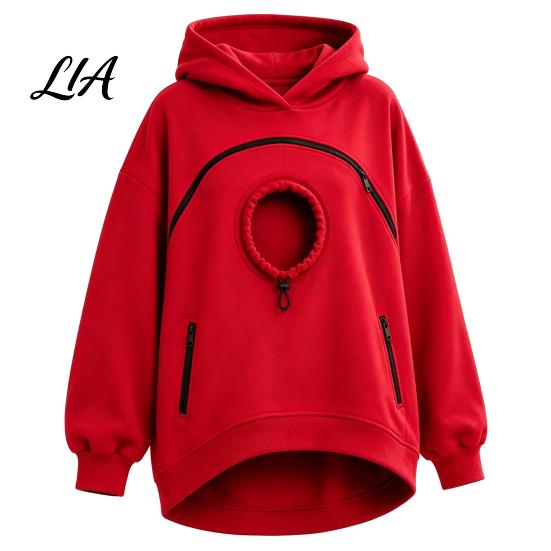 Dog Holder Hoodie Women Pet Carrier with Front Side Pockets, Solid Color Casual Hooded Loose Fit Sweatshirt Sweatshirt, Cat Carrying Pouch