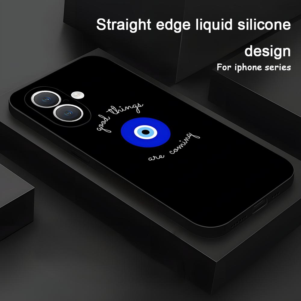 Blue Evil Eye Popular pattern Phone Case For iPhone 17 16 15 14 13 12 11 X XR XS 8 Plus Mini Pro Max Soft black Shockproof Cover