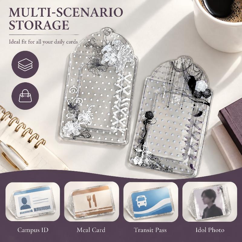 1/2Pcs Floral Polka Dot PVC Card Holder Scratch Resistant Kpop Photocard Organizer Pouch for Daily Use
