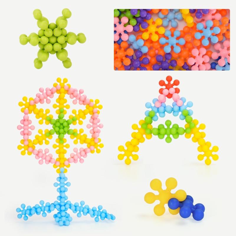 48Pcs Plum Blossom Building Blocks 3D Bricks Toys Baby Snowflake Building Blocks Toys Diy Educational Blocking Toys Gifts