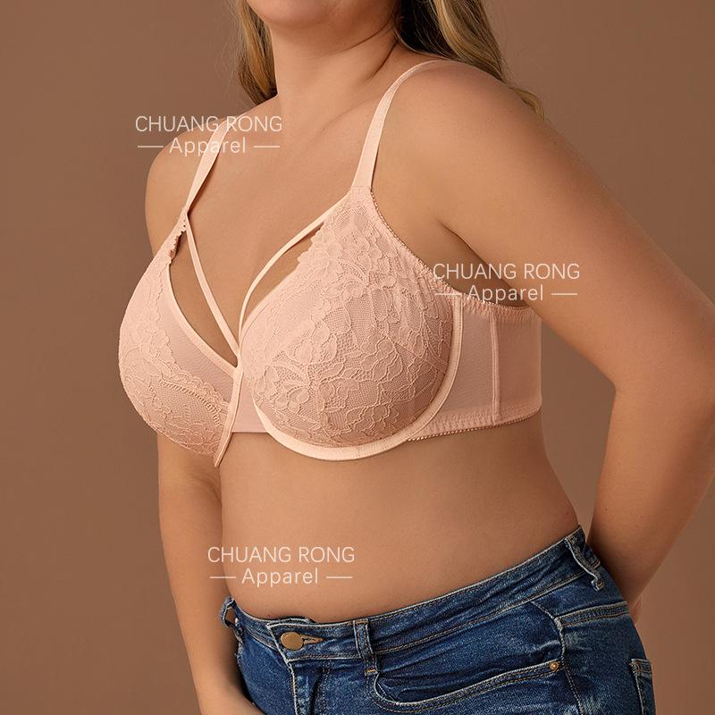 Fat Girl with Steel Ring Large Size Underwear Thin Style Large Chest Small Bra Full Cup Anti-sagging Side Breast Bra