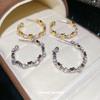 Silver Needle Cubic Zirconia Star C-Shaped Stud Earrings - Sweet & Cool Style, High-End Retro Feel