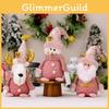 Delightful Pink Sitting Gnome Snowman And Reindeer Figures Ideal For Whimsical Christmas Decoration