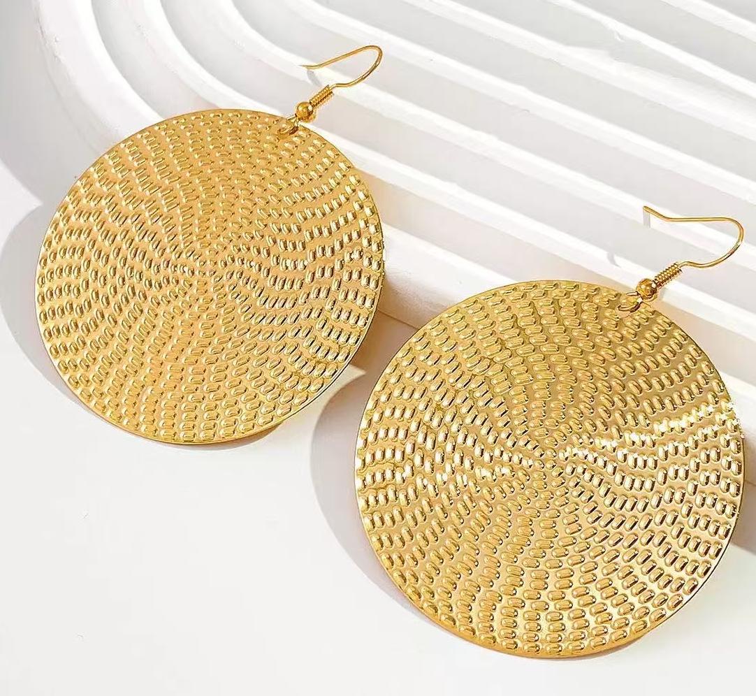 Новые модные круглые серьги женские геометрические преувеличенные серьги классические диски из сплава серьги-украшения