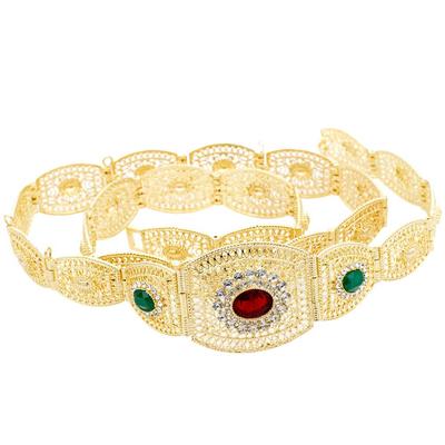 Gold Color Crystal Women Dress Belt Belt Bride Waist Chain Adjustable Length Body Jewelry