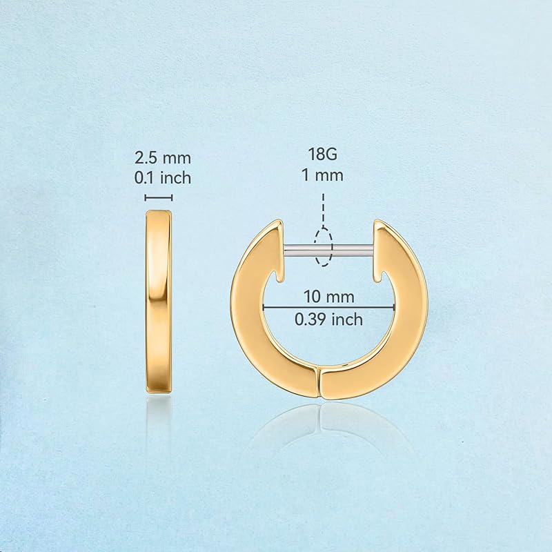 Limerencia Medical Titanium Hoop Leaving Earrings On Inner Diameter 10 Mm Compatible with Metal Allergies Earrings Unisex First Second
