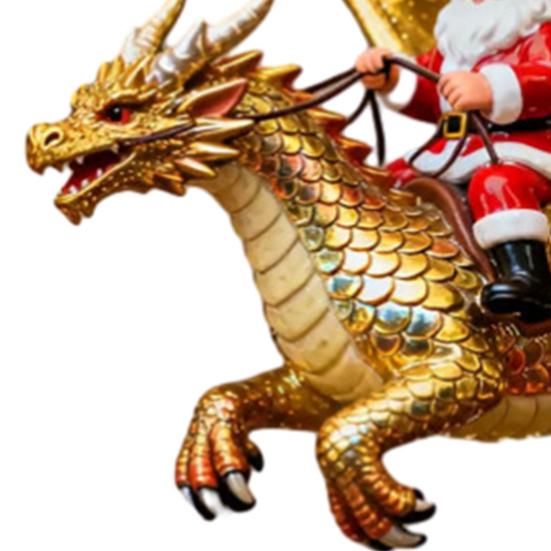 Exquisite Xmas Gift for Friends 2Pcs Santa Dragon Rider Christmas Ornament, 2D Acrylic Flying Artistic And Decor Claus Hanging Decor, Festive