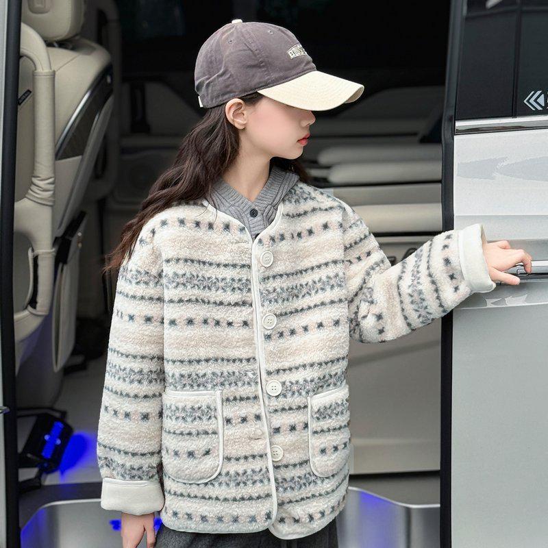 Flickor Set: Fluffig Tröjrock & Fodrade Vida Byxor - Vinterstil 2025