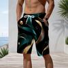 Men Plus Size Abstract Gradient Print Beach Shorts Elastic Waist Drawstring Loose Casual Shorts With Pockets For Swimming Surfing Summer Vacation
