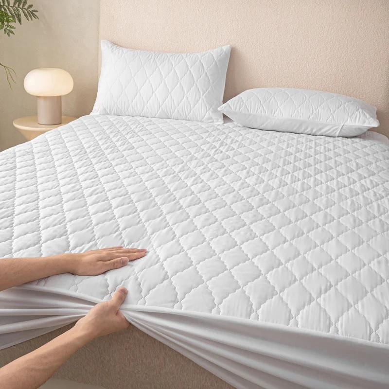 100% Waterproof Mattress Protector Solid Color Quilted Elastic Fitted Sheets with Deep Pocket Single Double Size Mattress Cover