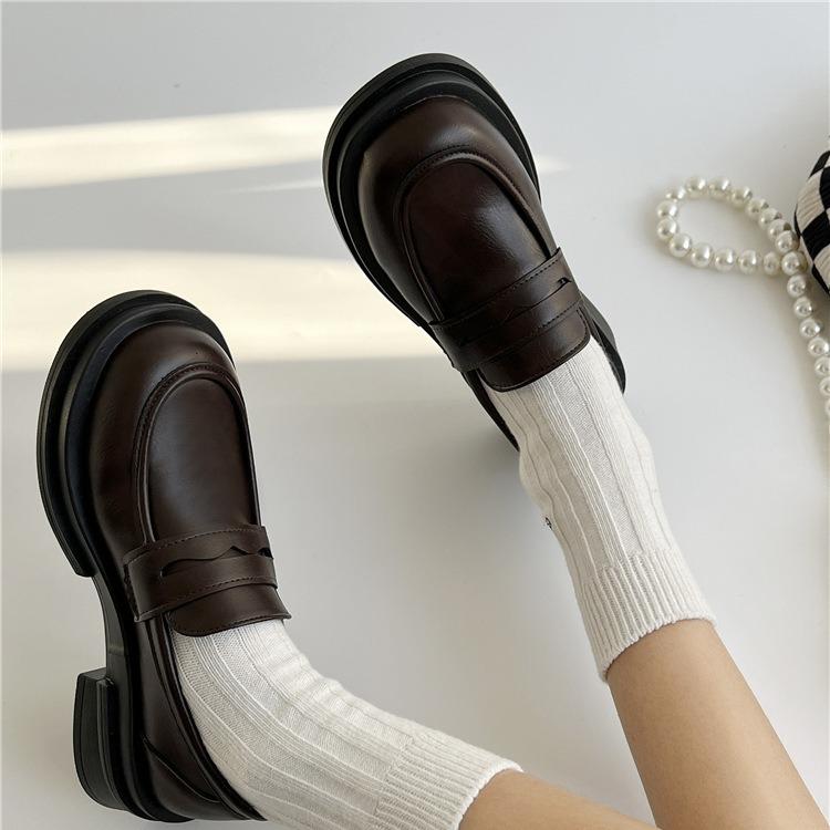 Japanese small leather shoes women's 2025 spring new British style black platform loafers retro jk uniform single shoes