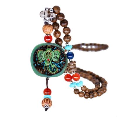 Retro Long Beaded Necklace Ethnic Style Sweater Chain With Pendant For Men Women Jewelry Gifts