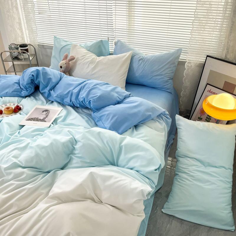 Latest Style Bedding Set Four-piece Gradient Color Bedding Sheet Pillowcase Duvet Cover Set Full Queen King Size