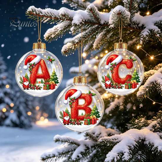Winter Holiday Party Supplies 26?Letter Acrylic Christmas Ball Ornament, 3D Crystal Style Alphabet Decorative Ornaments for Fireplace Hanging