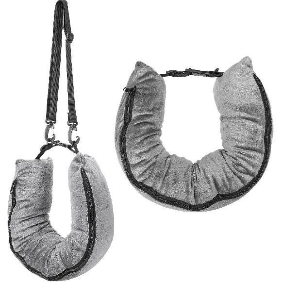 Stuffable Travel Neck Pillow Velvet Stuffable Pillow for Traveling Neck Pillows for Extra Luggage with Adjustable Necks Size Portable Travel