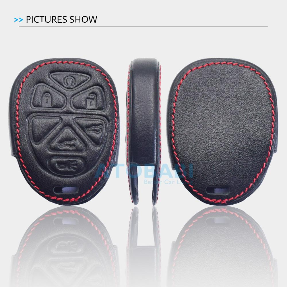 Leather Car Key Cover Bag For GMC Yukon SUV For Cadillac Escalade For Chevrolet Suburban Tahoe Remote Control Fobs Shell Protector Case