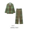Araltay New Arrival Fashion Style Women's Clothing Fashion Plaid Blazer Bell-Bottom Pants 8383032 8355032