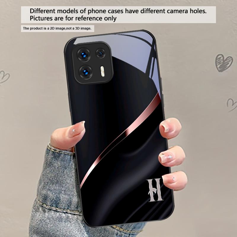 Elegant Letter 'S M R' For Motorola Moto Edge 20 Lite 30 Pro 40 Neo 50 Ultra G45 G54 G55 G75 G84 G85 G Play 23 Glass Phone Case