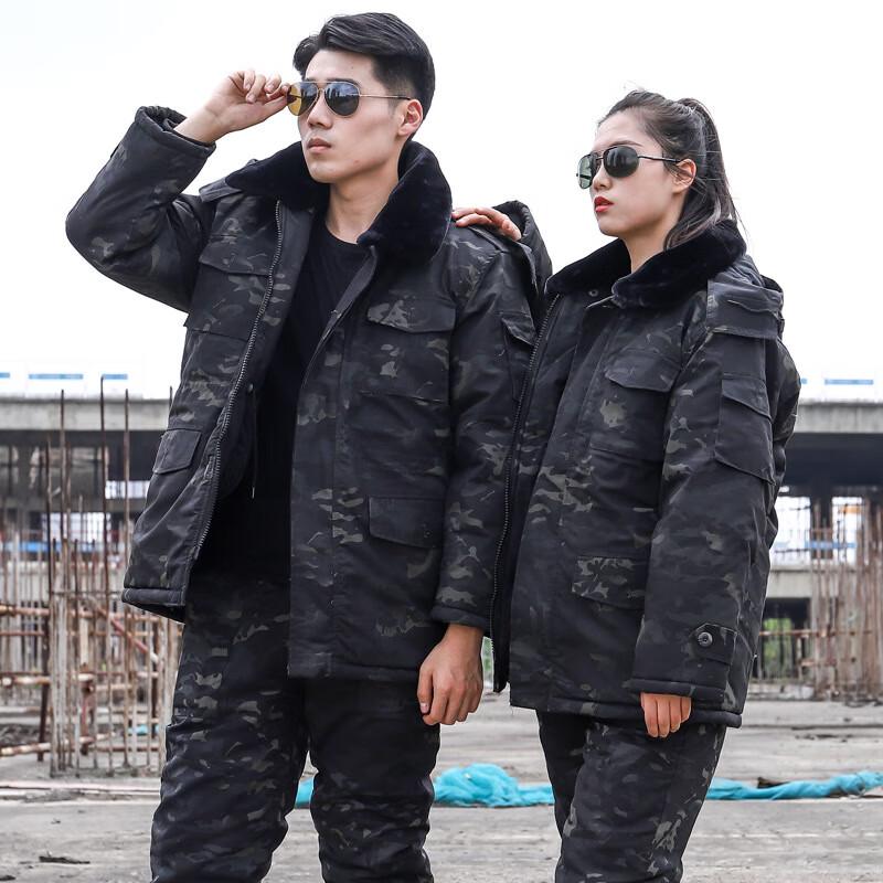 Li Shen Yan Lang Men s Black Python Camo Winter Cotton Overcoat 160/S-190/4XL