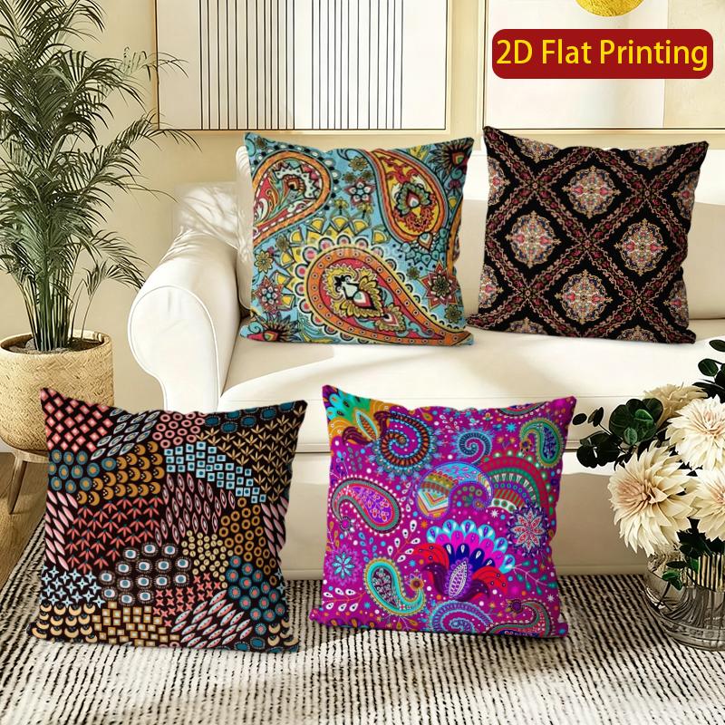 Bohemian Style Paisley Floral Throw Pillow Covers Pattern Cushion Cover Suitable For Sofa Bedroom Car Pillow Cover