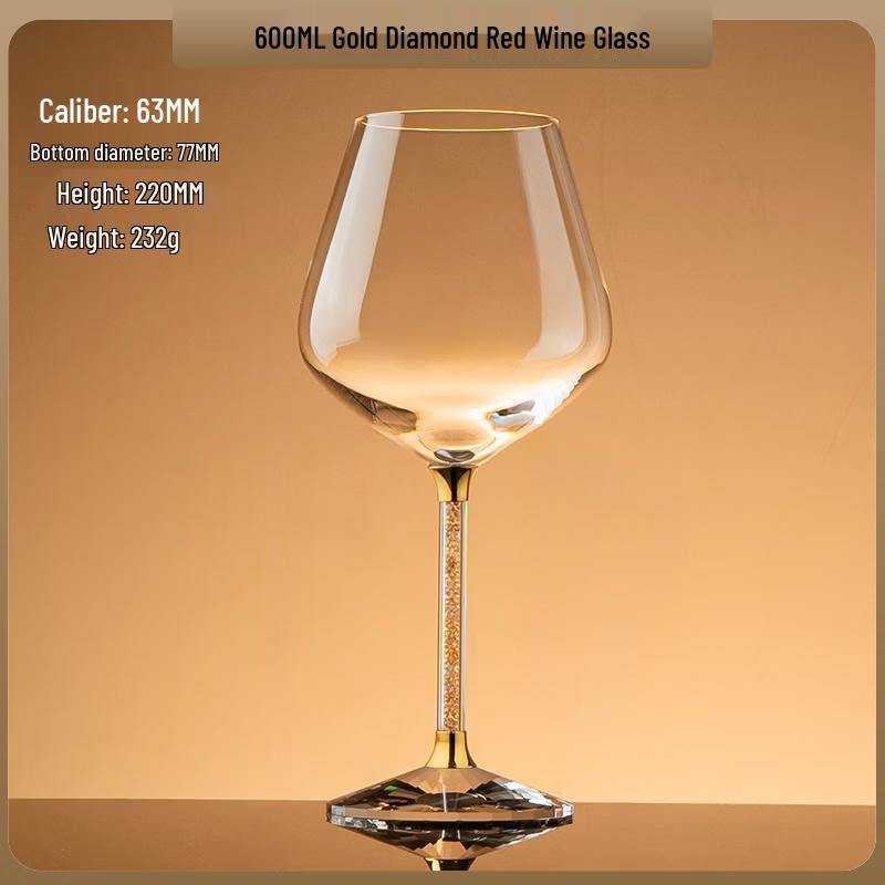 Mingzhanxuan European Crystal Wine Glass with Gold and Diamond Accents