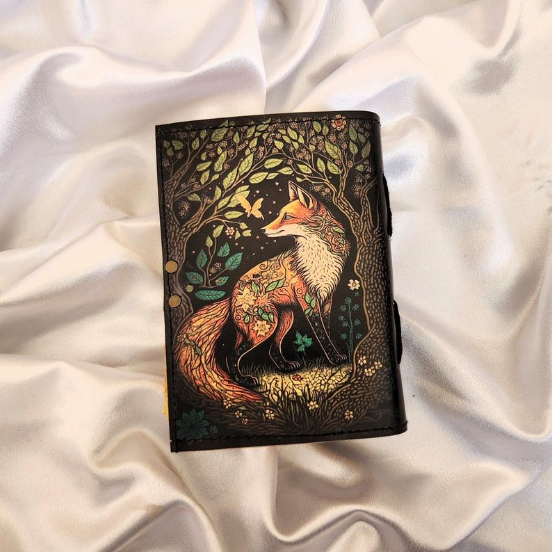 Fox Printed Leather Journal, Notebook, sketchbook, Leather Dairy, Notepad, Writing Journal, Dream Journal, Wedding Gift