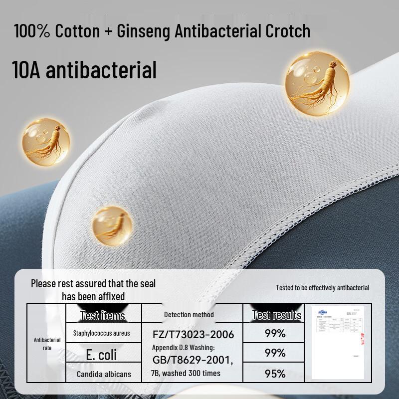 Maoren Men's Ginseng 10A Antibacterial Cotton Boxer Briefs