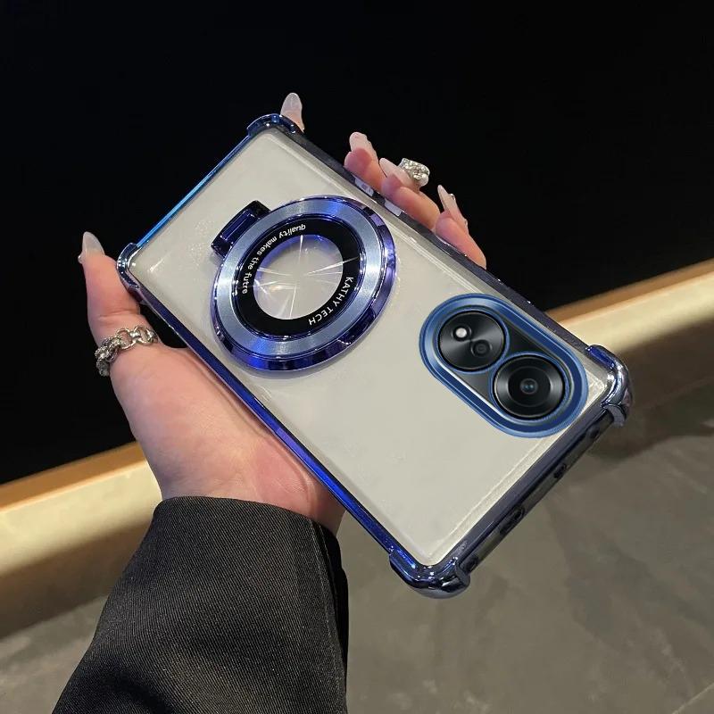 Pentru husă oppo A16 Husa de lux cu placare și suport Antișoc Transparentă Pentru OPPO Reno13F 12F 11F 13 A17 A58 A57 A78 10Pro 13Pro 12Pro