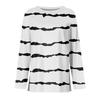 Women's Fashion Hem Slit Casual Striped Printed Round Neck Long Sleeve Top